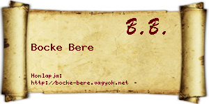 Bocke Bere névjegykártya